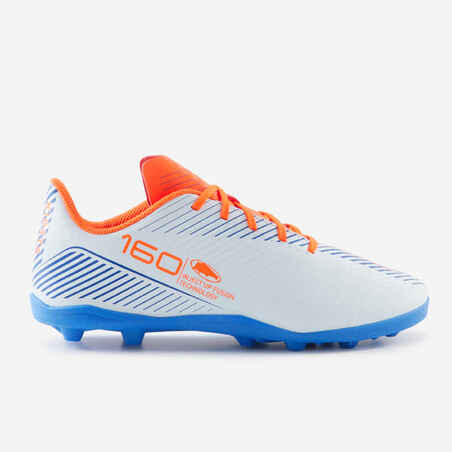 Kids' Lace-Up Football Boots 160 AG/FG - Light Grey