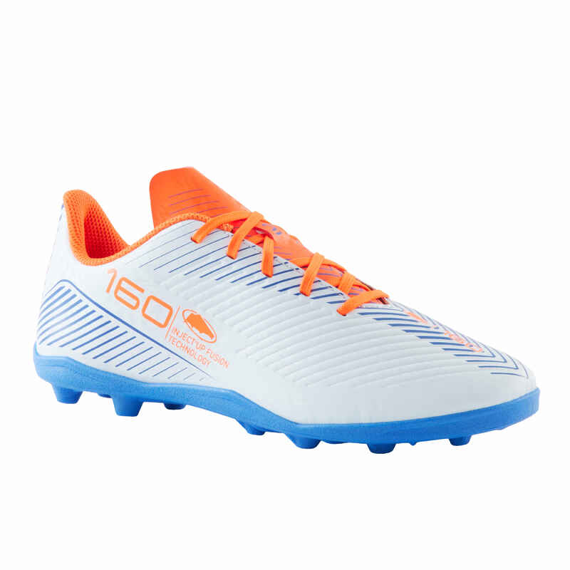 Παιδικά ποδοσφαιρικά παπούτσια με κορδόνια 160 AG/FG - Ανοιχτό γκρι