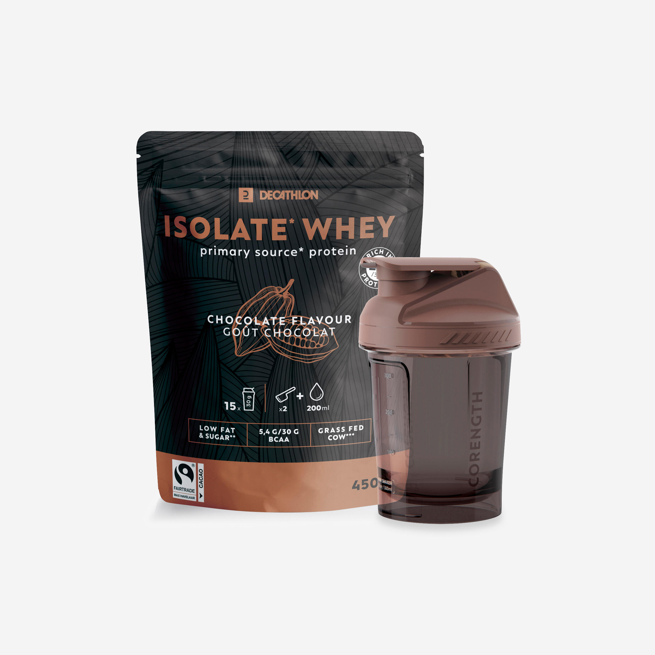 CORENGTH Chocolate Whey Isolate 450 g + Shaker 300 ml - Limited Edition Pack