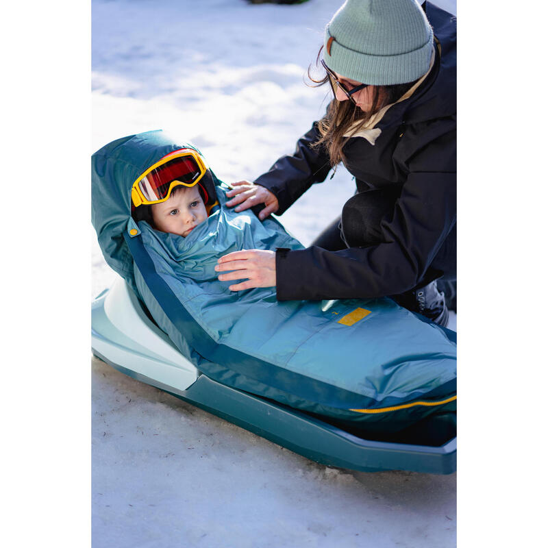 Erg warme voetenzak voor baby's waterdicht meegroeiend -25°C turquoise
