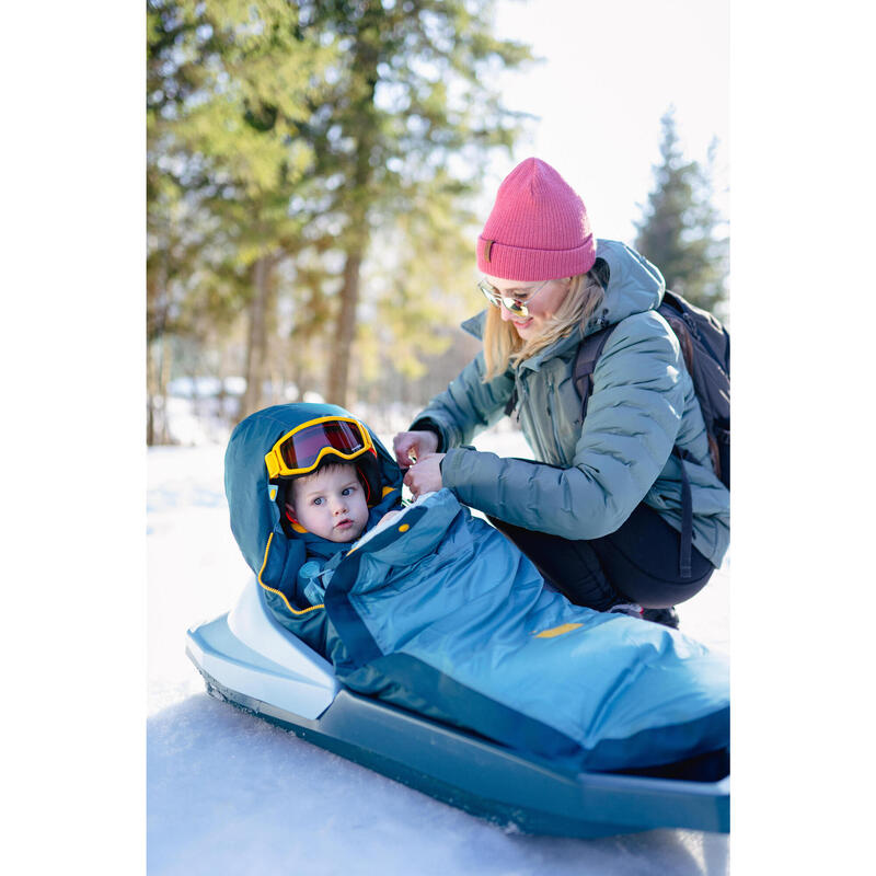 Erg warme voetenzak voor baby's waterdicht meegroeiend -25°C turquoise