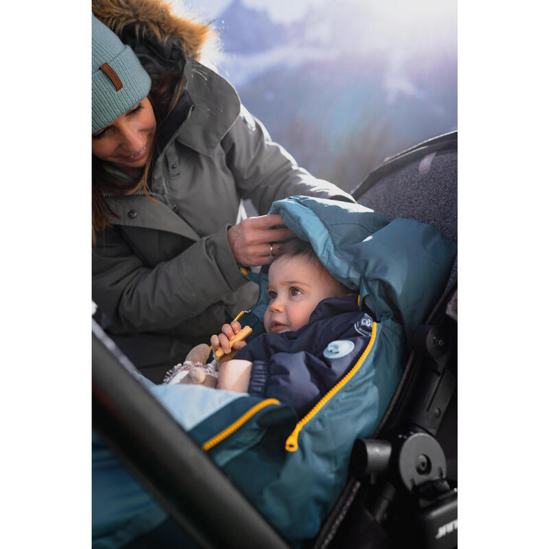 Erg warme voetenzak voor baby's waterdicht meegroeiend -25°C turquoise