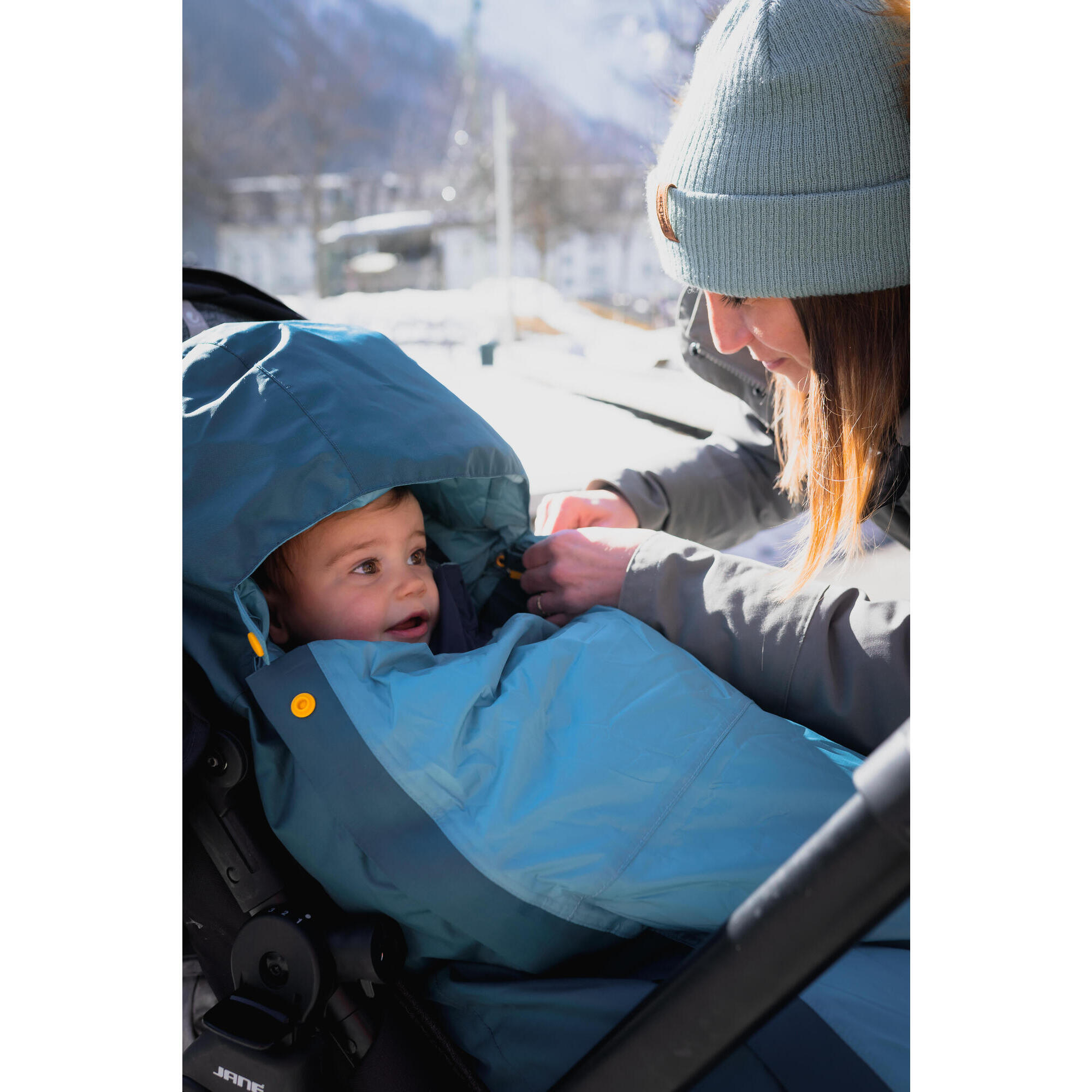 Manicotto per bambini molto caldo, impermeabile ed espandibile -25°C - Turchese