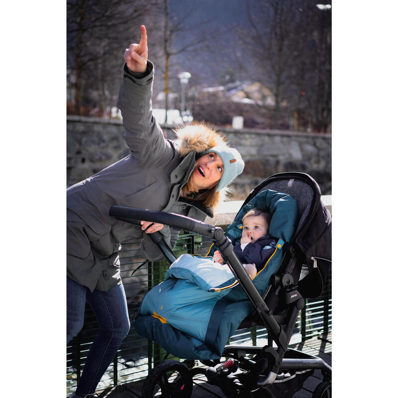 Erg warme voetenzak voor baby's waterdicht meegroeiend -25°C turquoise