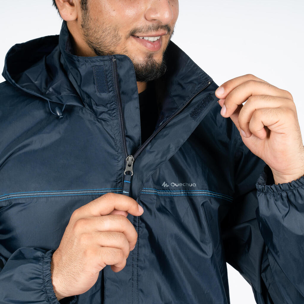 Regenjacke Wandern - Raincut mit Reissverschluss - Herren grau/blau