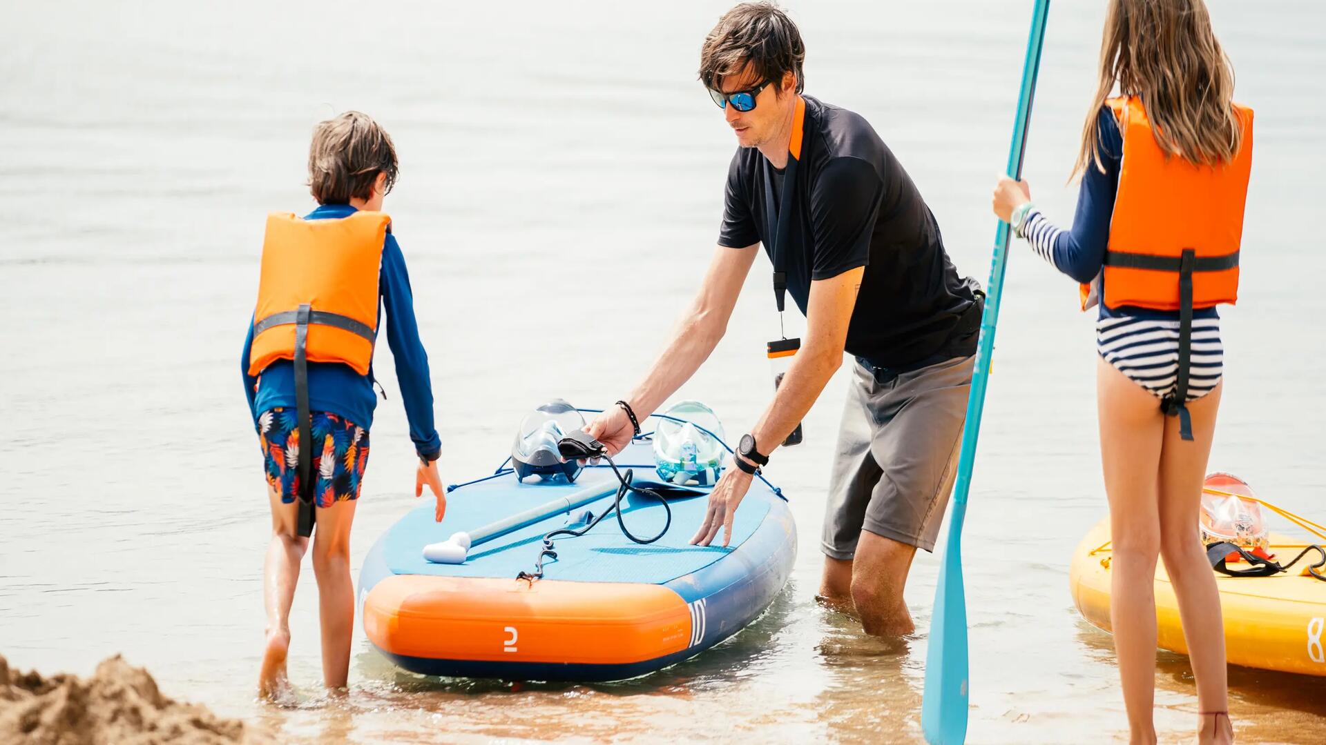 prancha de paddle insuflável para familia pagaia colete