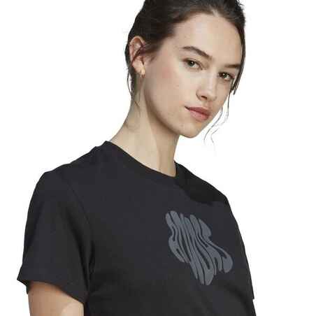 Women's Low-Impact Fitness T-Shirt - Black/Floral