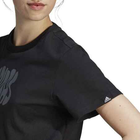 Women's Low-Impact Fitness T-Shirt - Black/Floral