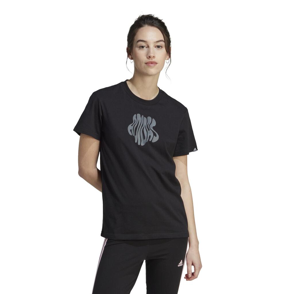 Adidas T-Shirt Damen - schwarz mit Blumenmotiv