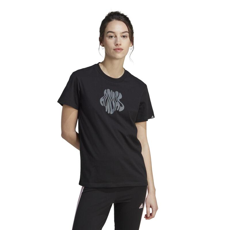 T-SHIRT FLORAL DE FITNESS SOFT TRAINING ADIDAS FEMME NOIR