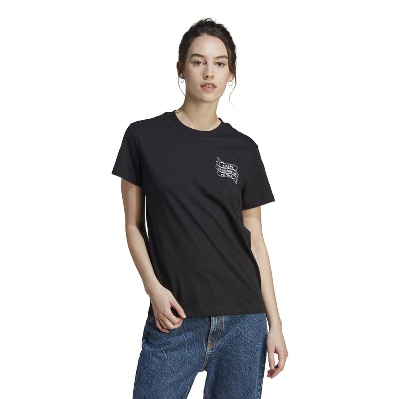 T-shirt donna fitness Adidas slim 100% cotone nera