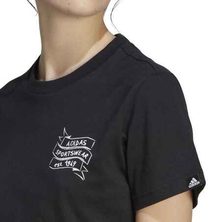 Mažo intensyvumo treniruočių kūno rengybos marškinėliai „Brand Love“, juodi