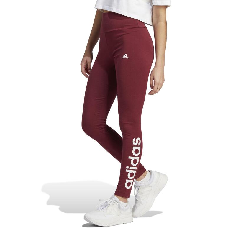 Leggings donna fitness Adidas modellanti cotone rossi