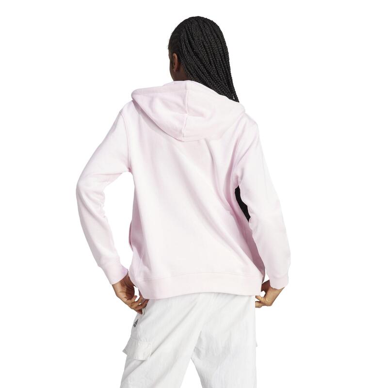 Felpa donna fitness Adidas 100% cotone con cappuccio rosa