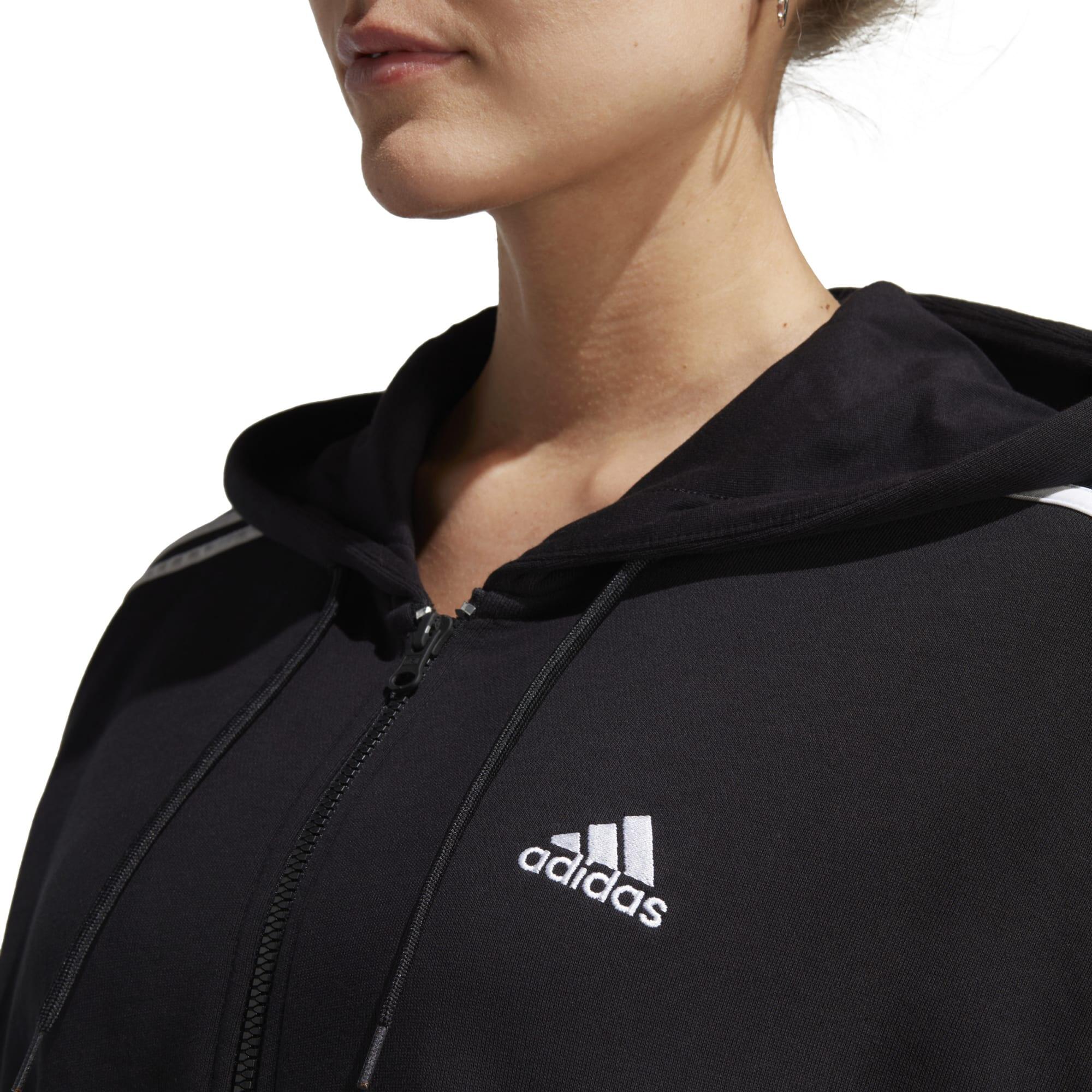 Felpa donna fitness Adidas 100 cotone con cappuccio nera ADIDAS Decathlon