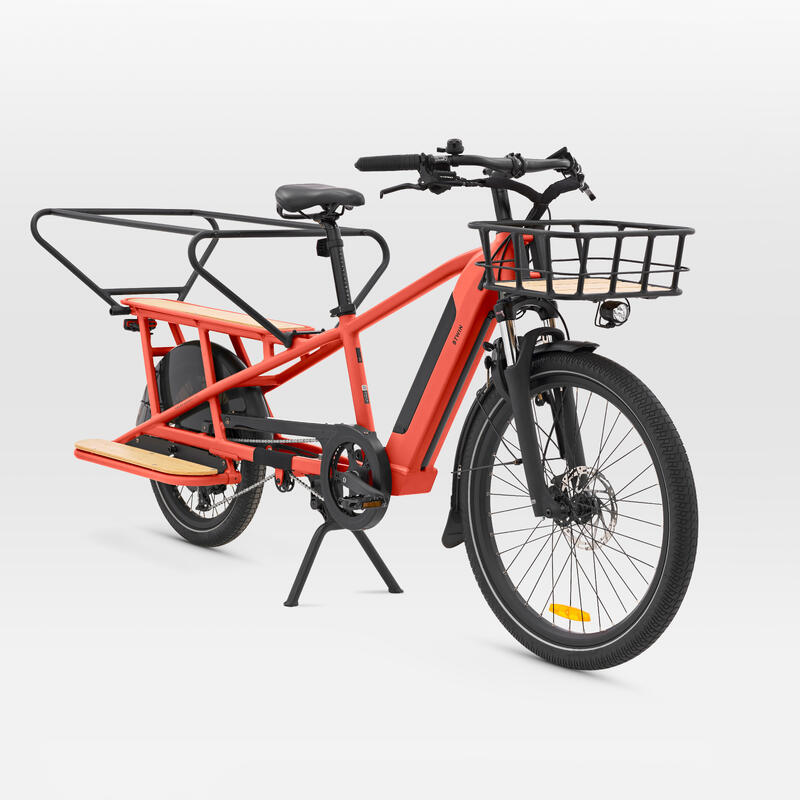 Bicicleta de carga cargobike eléctrica longtail carga trasera R500E Rojo