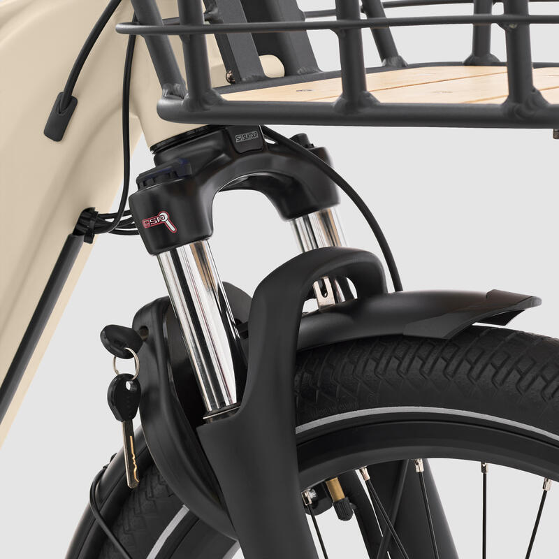 VELOCARGO ELECTRIQUE LONGTAIL CHARGEMENT ARRIERE R500E beige