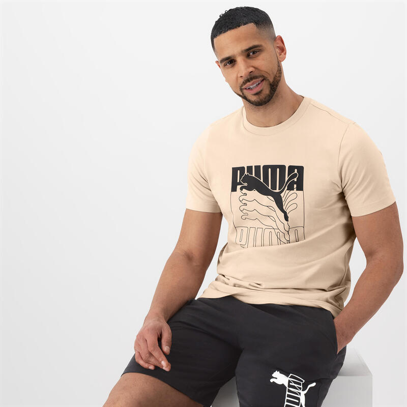 T-shirt PUMA fitness manches courtes coton homme beige