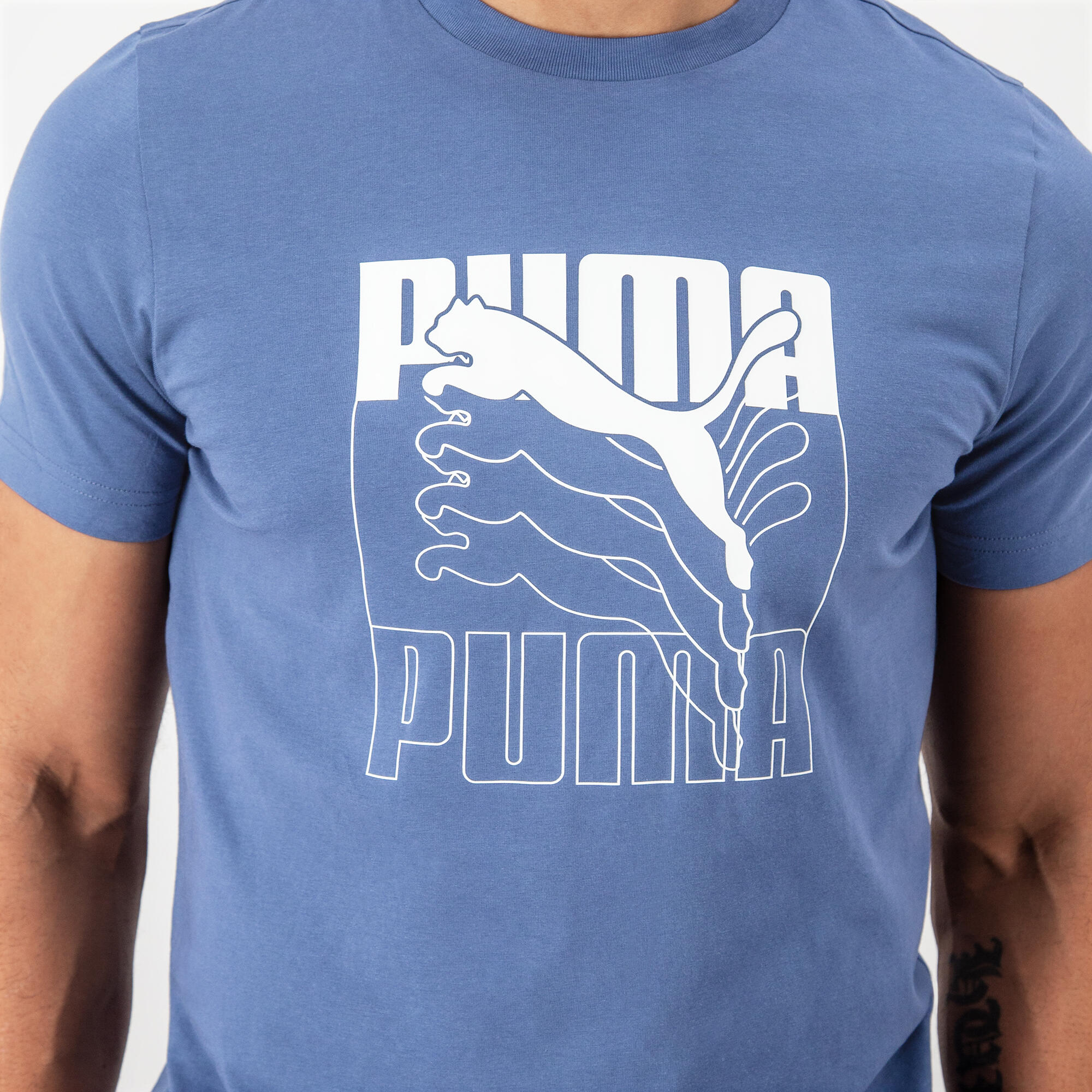 Men's Short-Sleeved Cotton Fitness T-Shirt - Blue 4/5