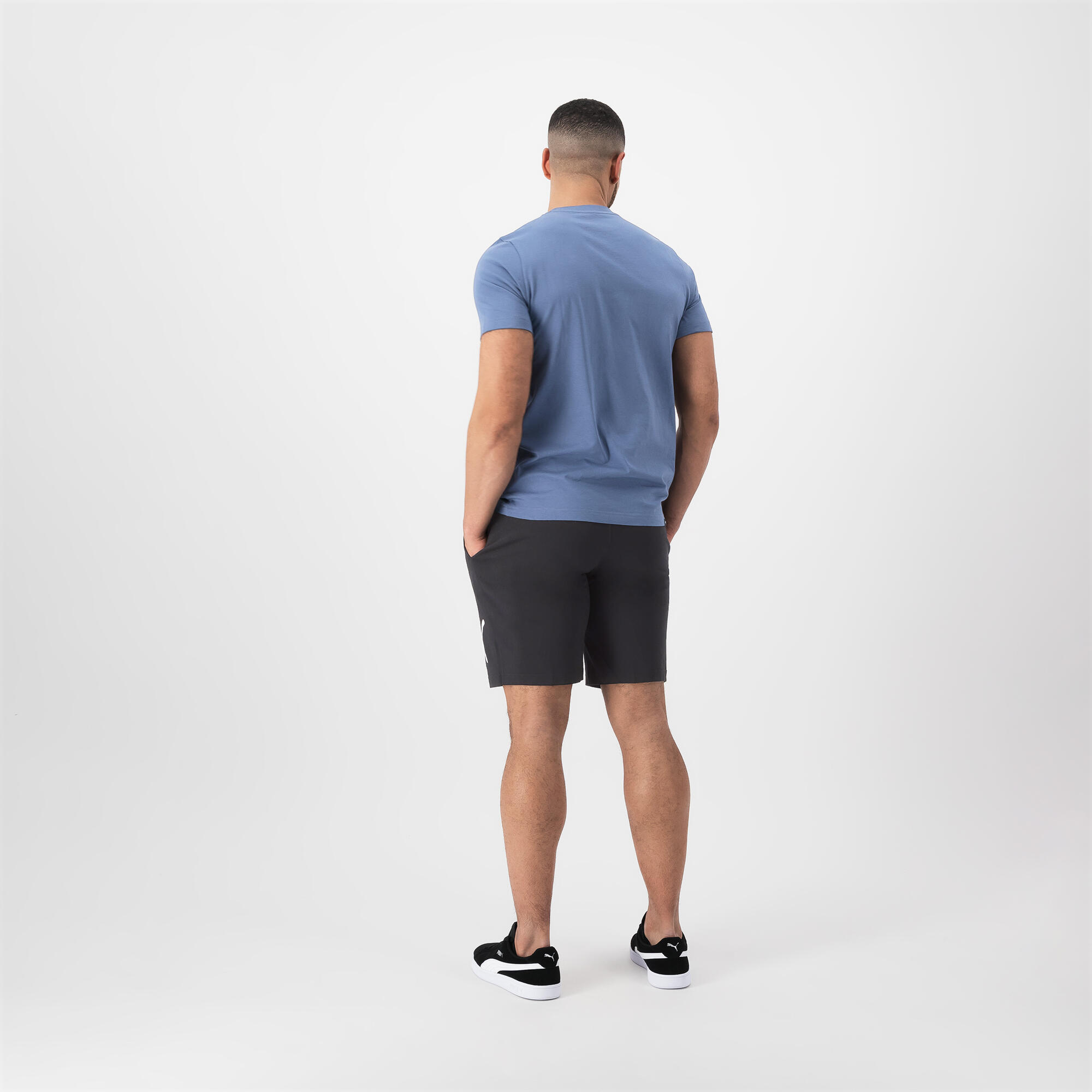 Men's Short-Sleeved Cotton Fitness T-Shirt - Blue 3/5