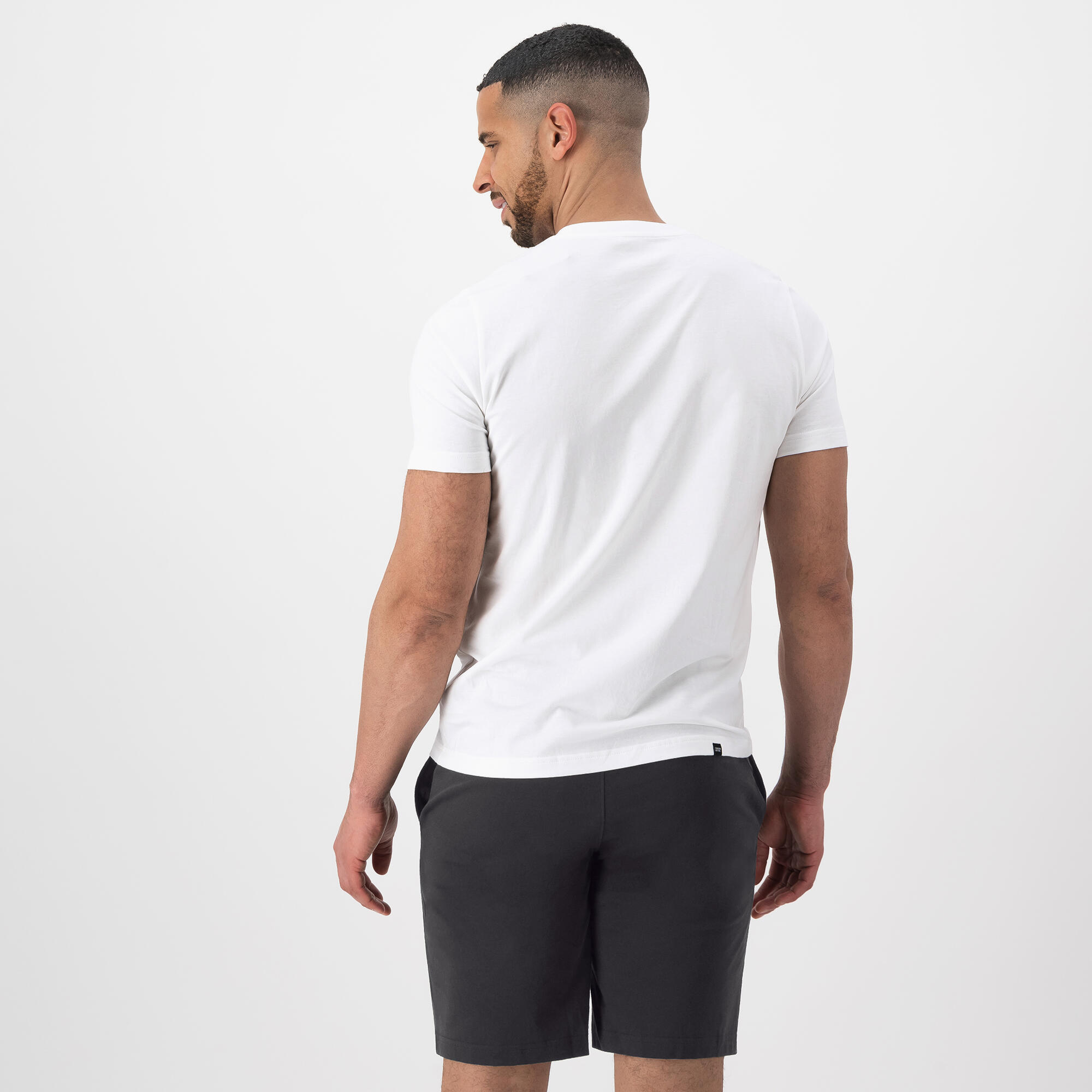 Men's Short-Sleeved Cotton Fitness T-Shirt - White 2/3