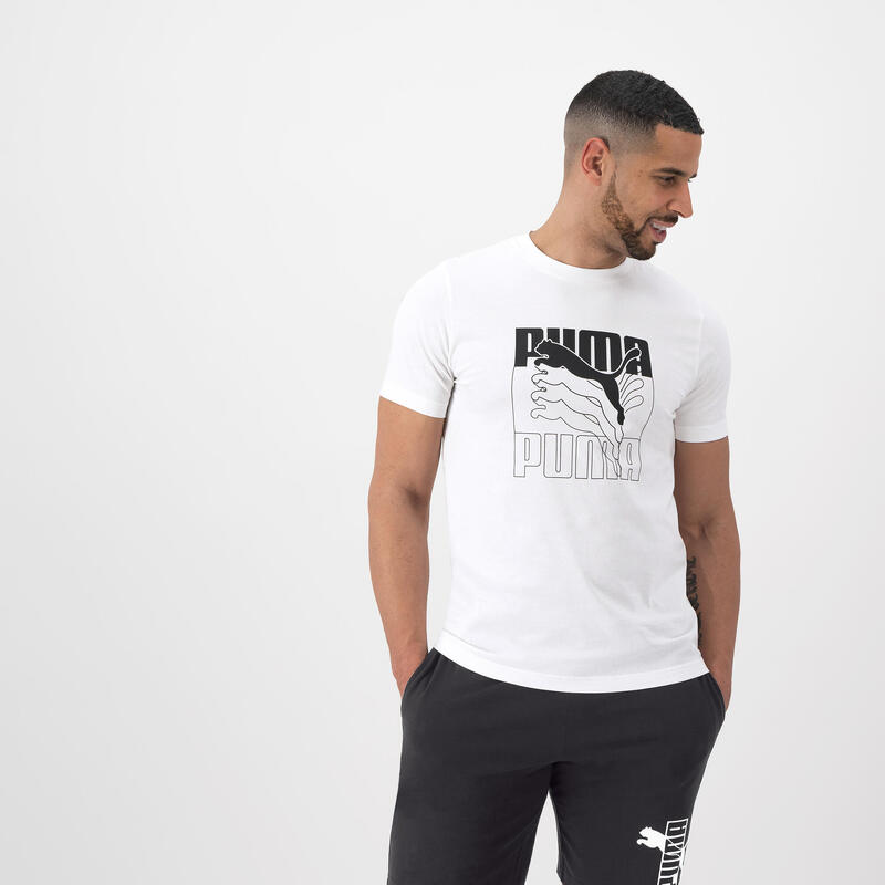 Puma LOGO TEE - Camiseta estampada - medium gray heather/gris 