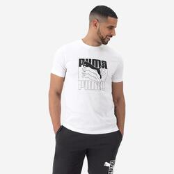 Fitness T-shirt heren katoen wit