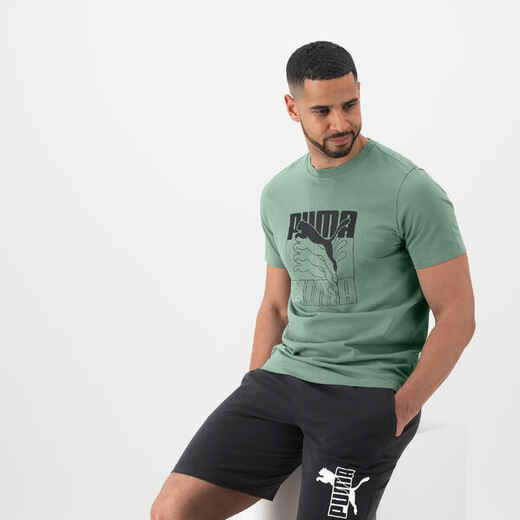 
      Men's Short-Sleeved Cotton Fitness T-Shirt - Green
  