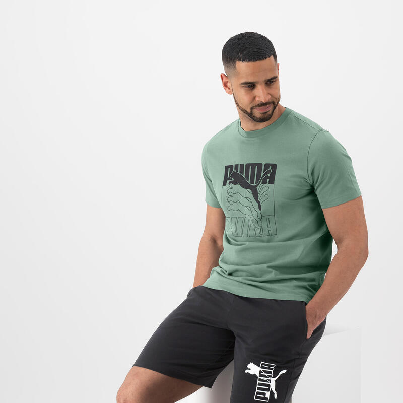 T-shirt PUMA fitness manches courtes coton homme vert