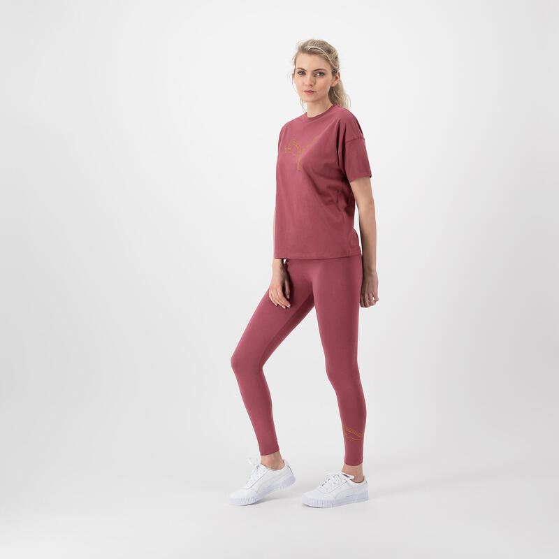 T-shirt donna fitness Puma regular 100% cotone bordeaux