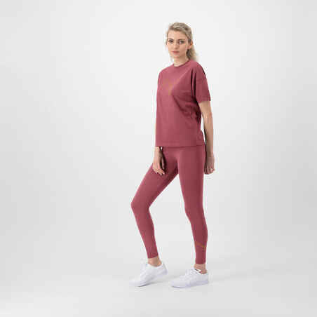 Women's Short-Sleeved Fitness Cotton T-Shirt - Burgundy