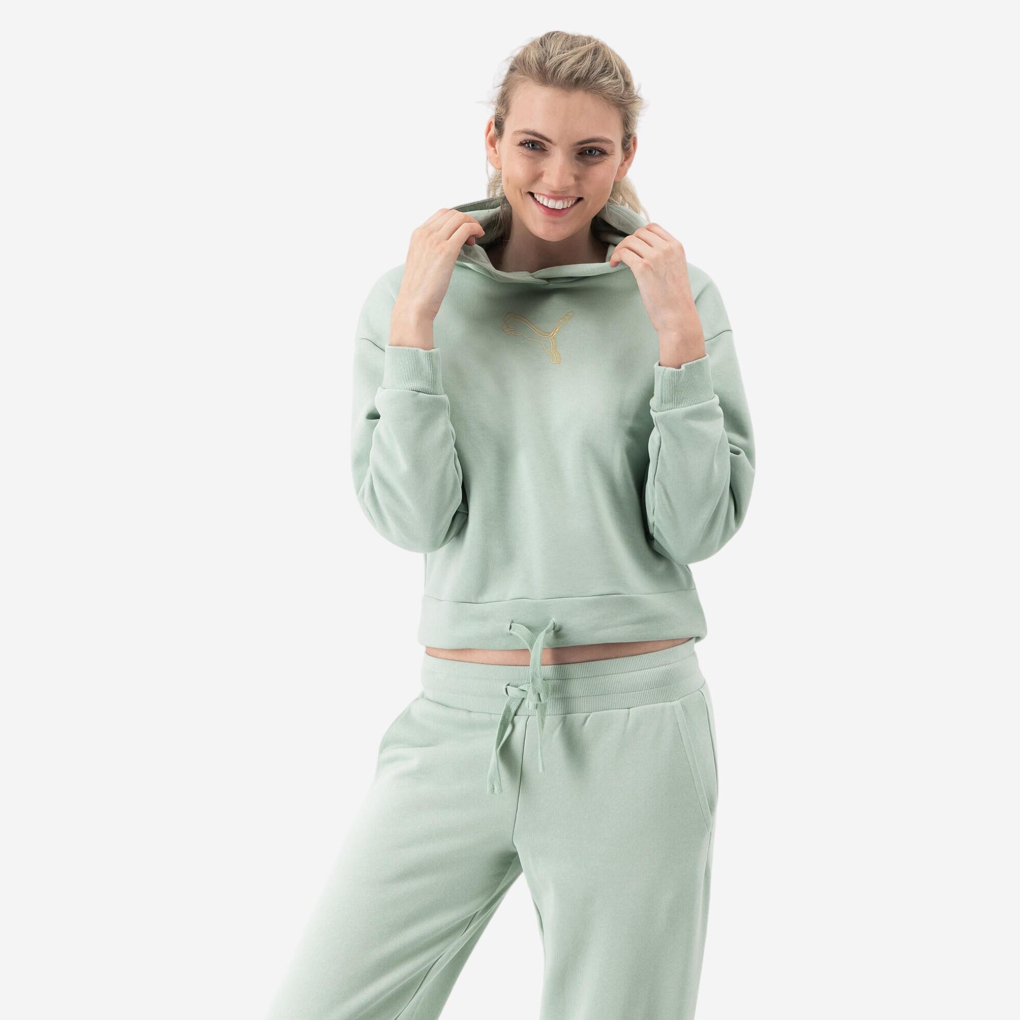 PUMA Felpa con cappuccio verde da donna