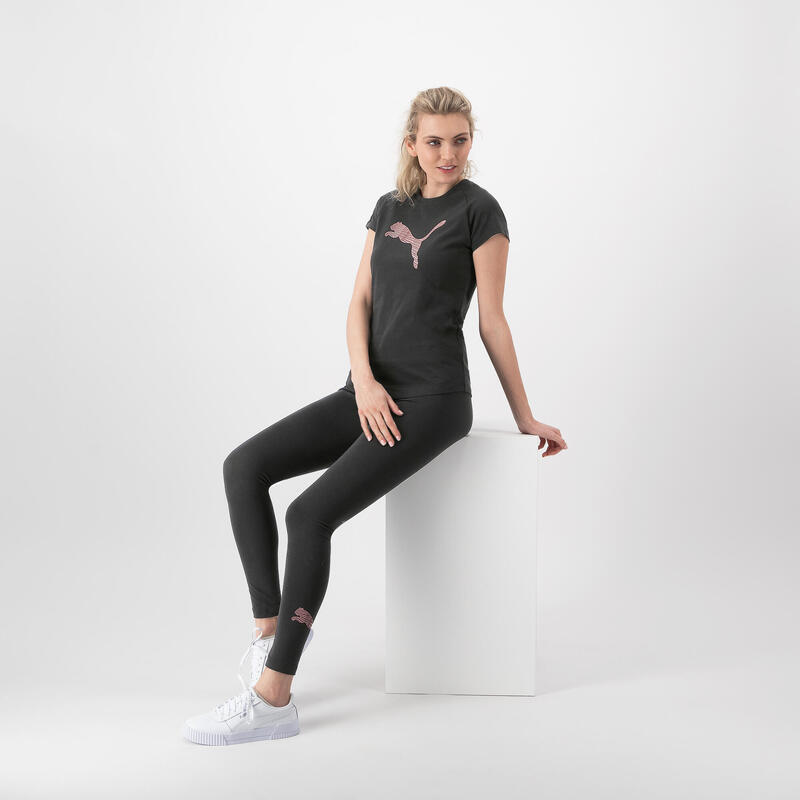 T-shirt donna fitness Puma regular 100% cotone nera