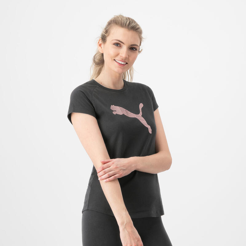 T-shirt donna fitness Puma regular 100% cotone nera