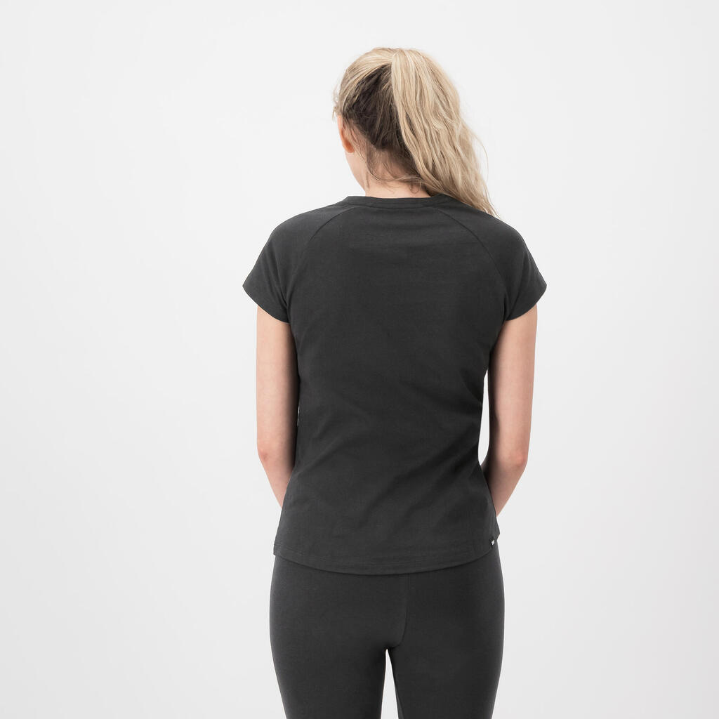 Sieviešu īspiedurkņu fitnesa T krekls, melns