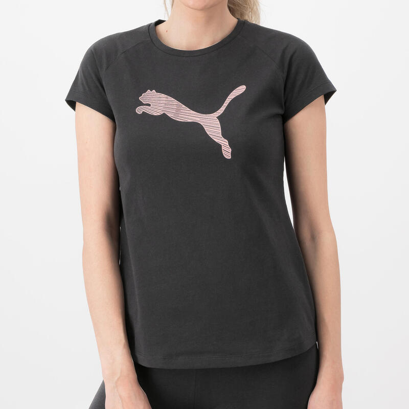 Camiseta Fitness Puma Mujer Negro Manga Corta Algodón