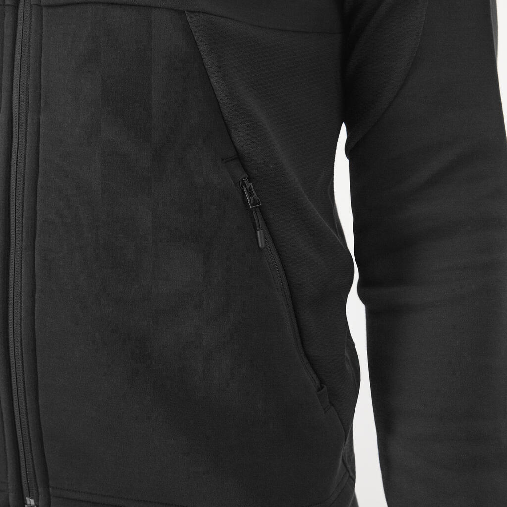 Vīriešu sporta jaka ar rāvējslēdzēja aizdari un kapuci “Active”, melna