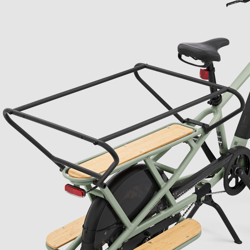 Bicicleta de carga cargobike eléctrica longtail carga trasera R500E Verde Claro
