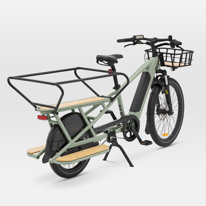 Bicicletă cargo electrică longtail încărcare spate R500E Verde deschis