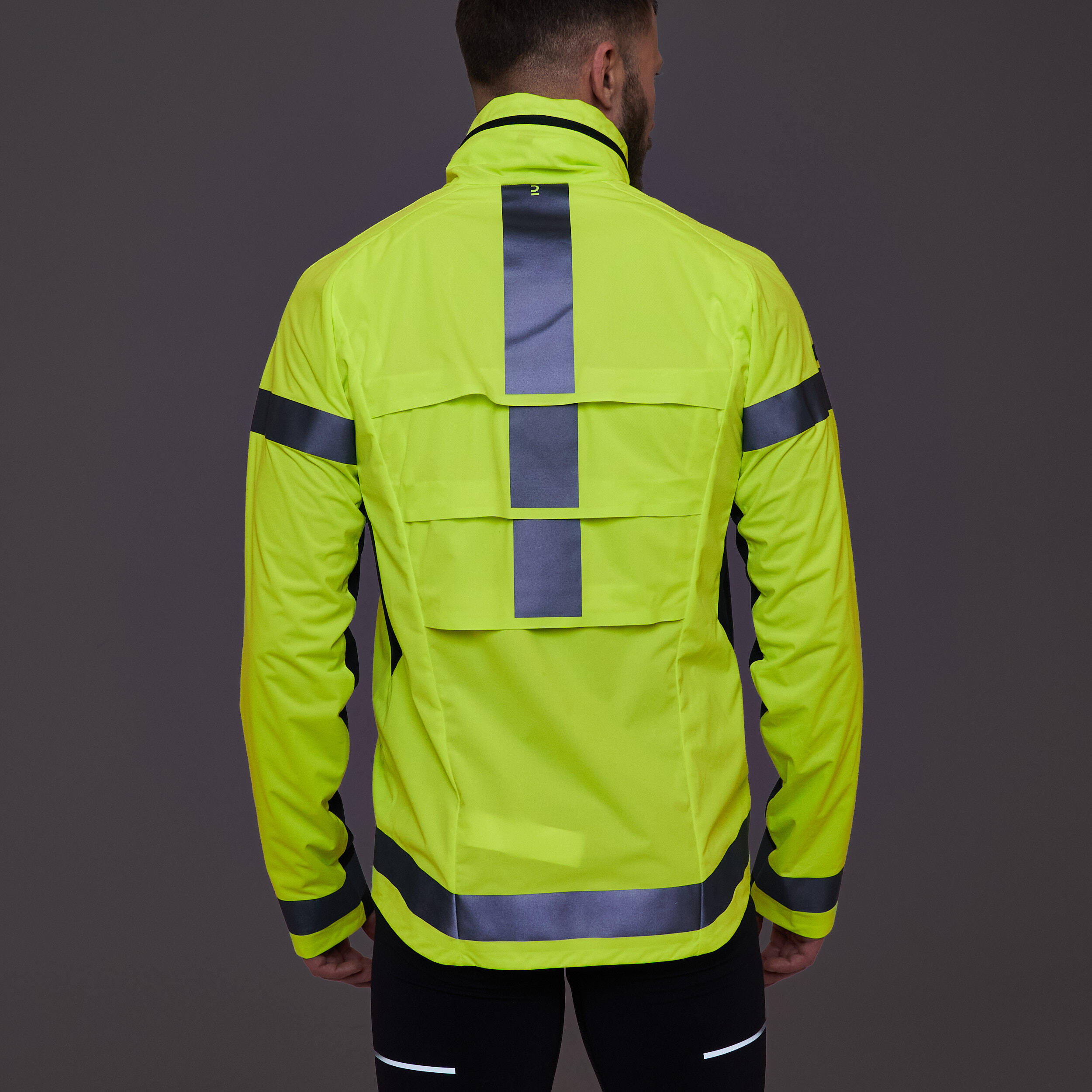 Giacca running uomo kiprun 900 Certificata DPI alta visibilita giorno notte giallo nero KIPRUN Decathlon