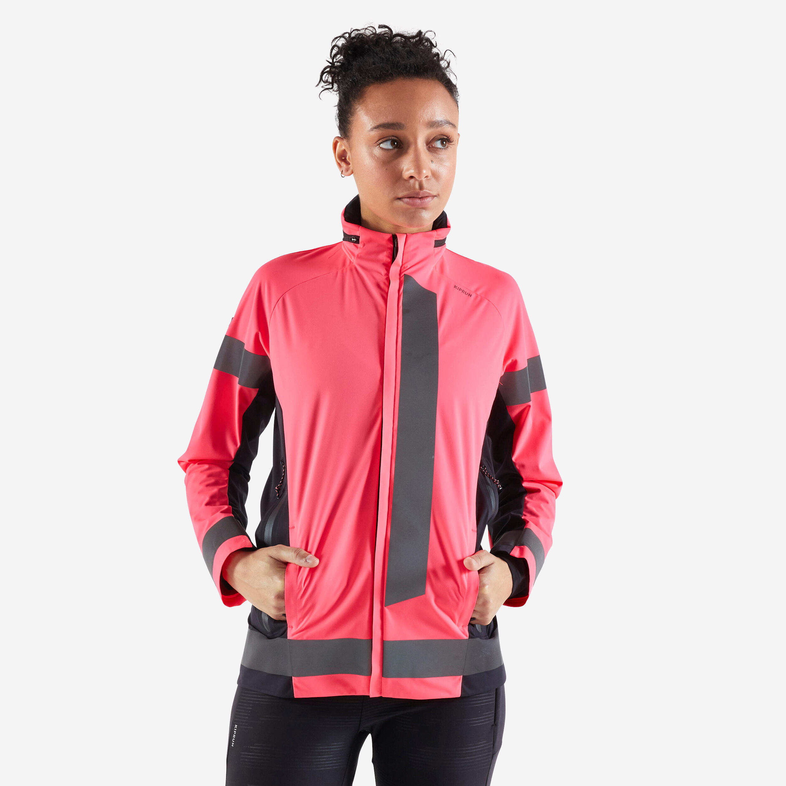 Kiprun - Veste Kiprun Femme Warm Regul Visibilite Jour Et Nuit Epi - Veste - Running Trail Athletisme - Noir-rose - 44l - Decathlon