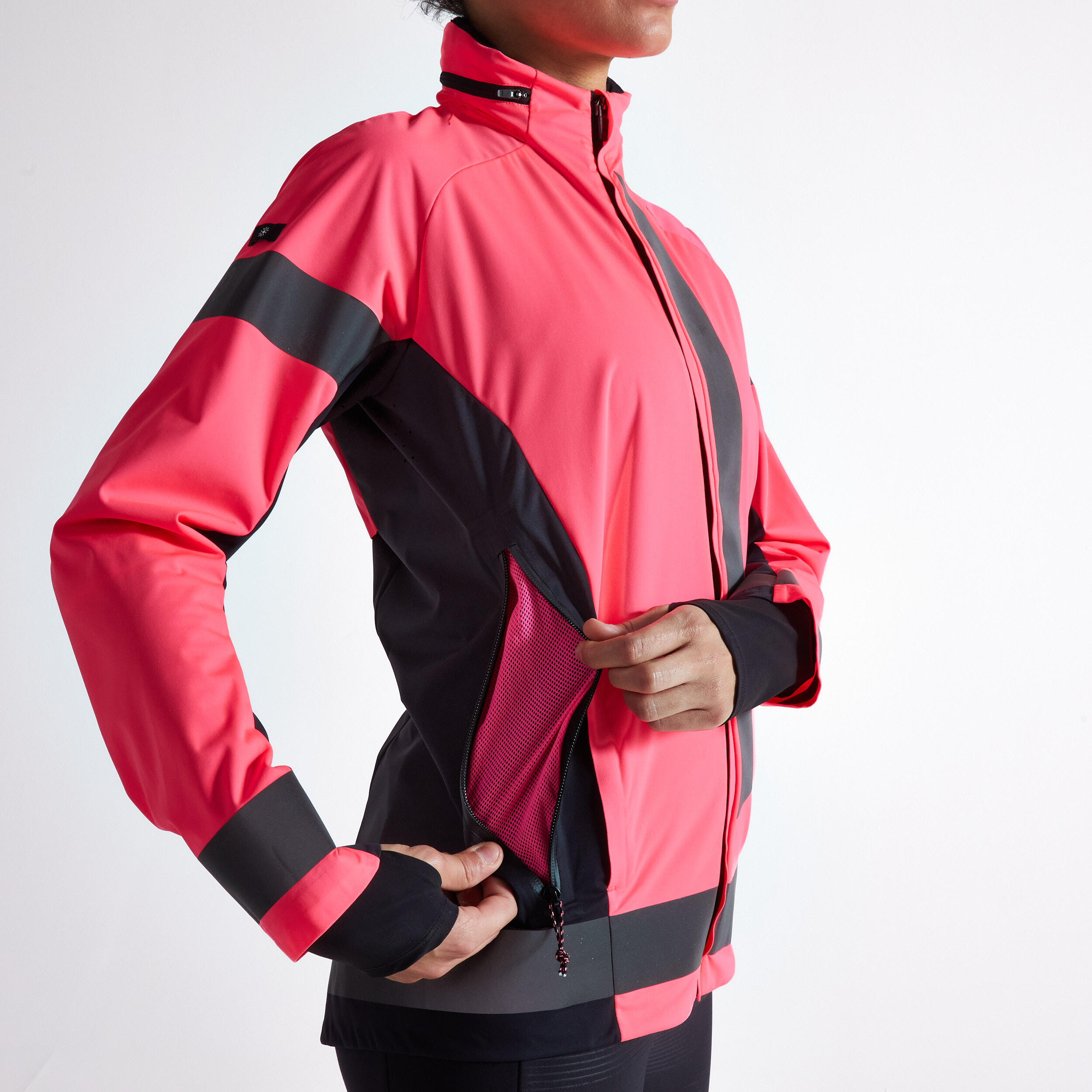 WOMEN JACKET KIPRUN WARM REGUL DAY AND NIGHT VISIBILITY PPE