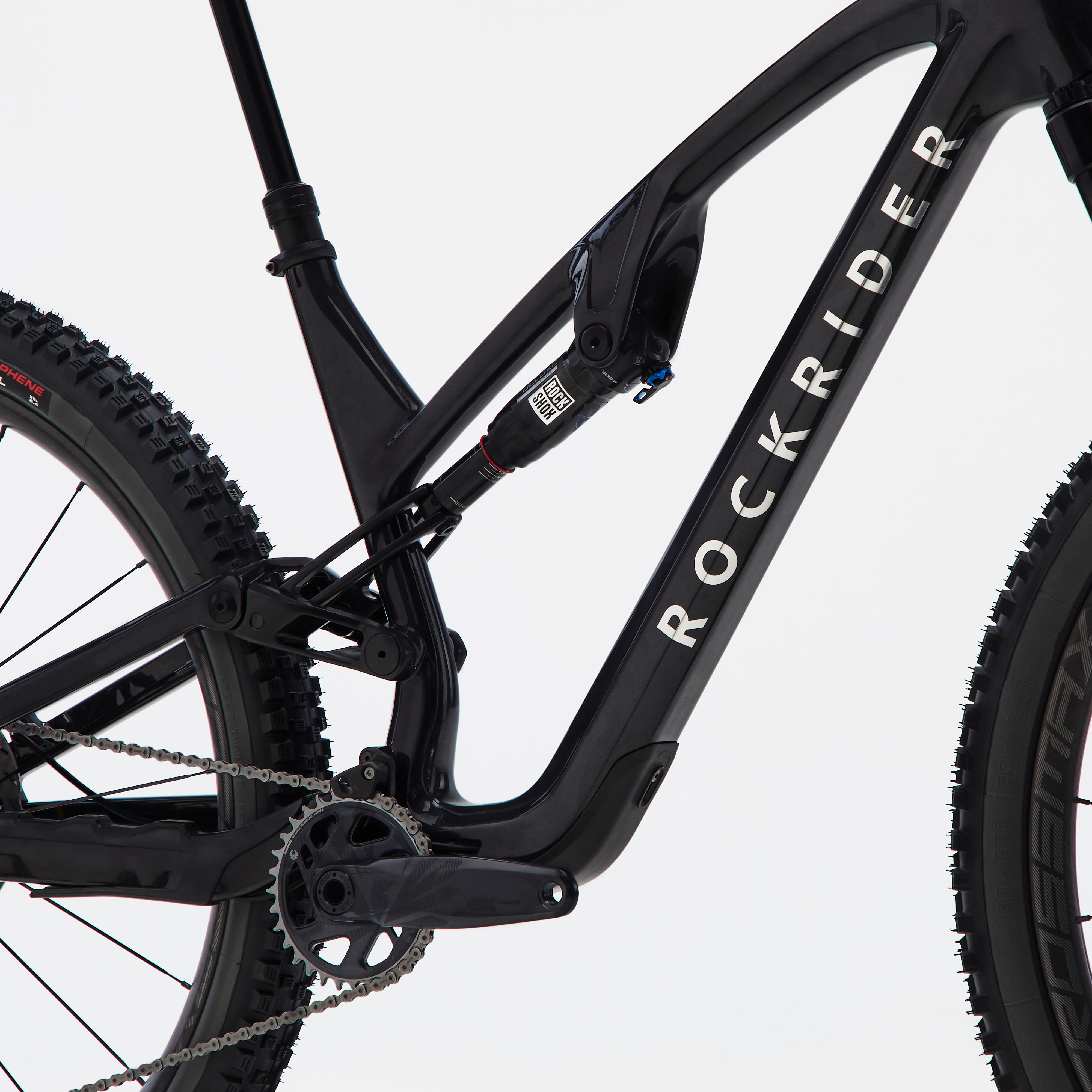 Carbon frame adjustable suspension mountain bike black Decathlon