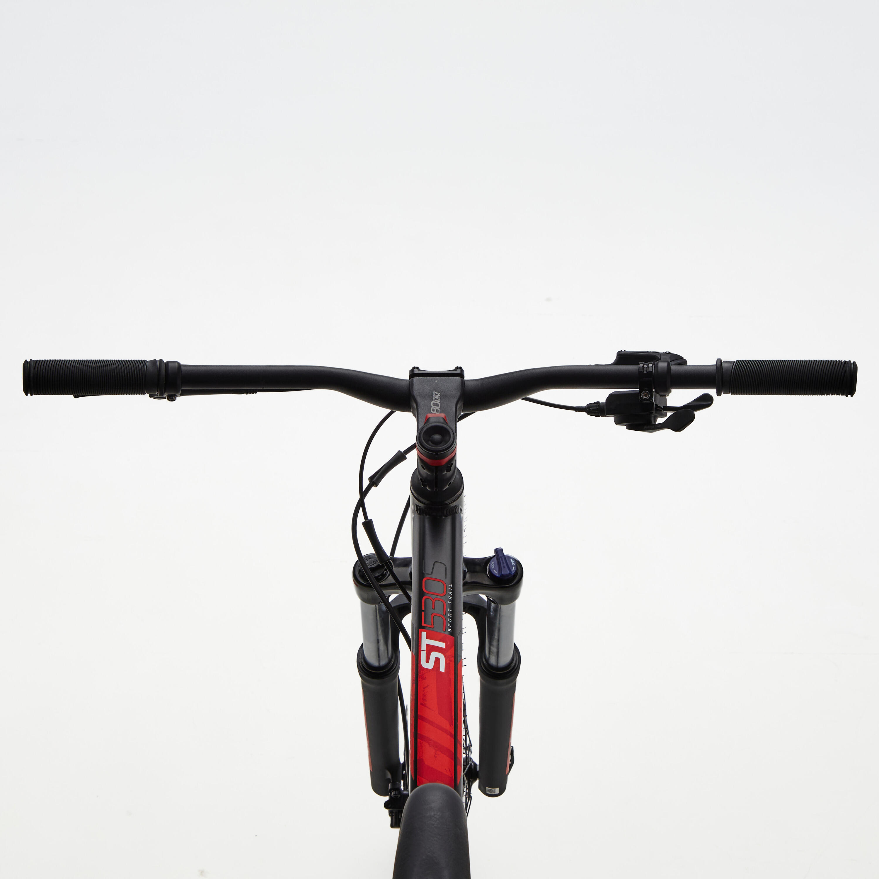 Bicicleta de montaña 27,5" doble suspensión Rockrider ST 530 S negro rojo 8/9