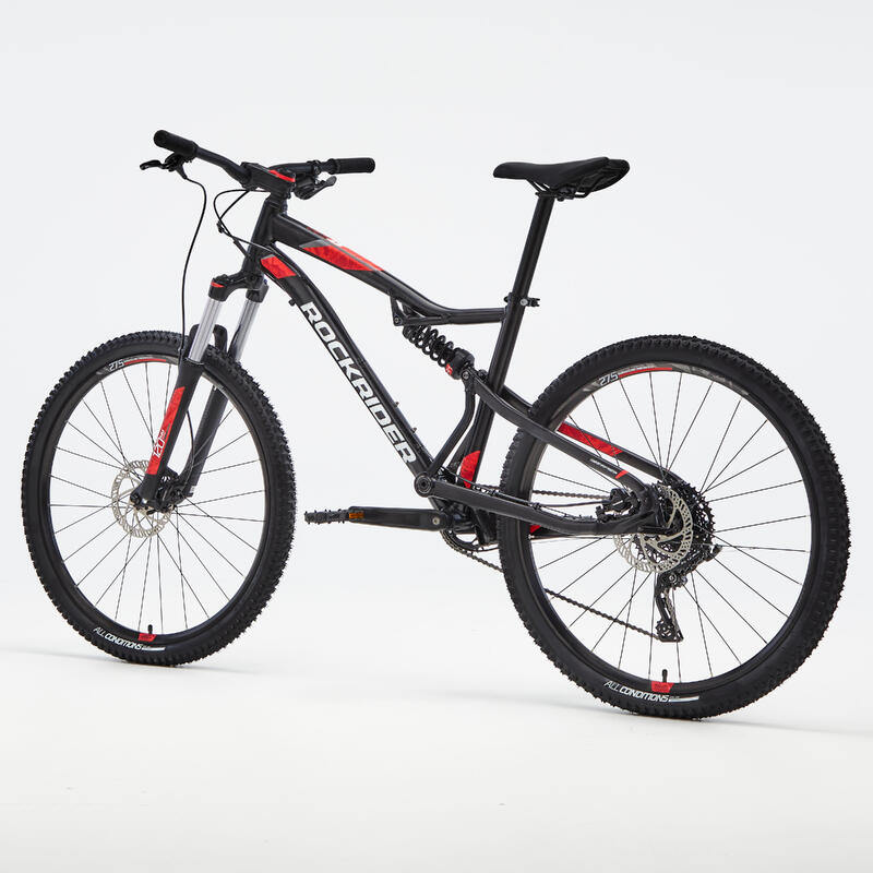 Bicicleta de montaña 27,5" doble suspensión Rockrider ST 530 S negro rojo