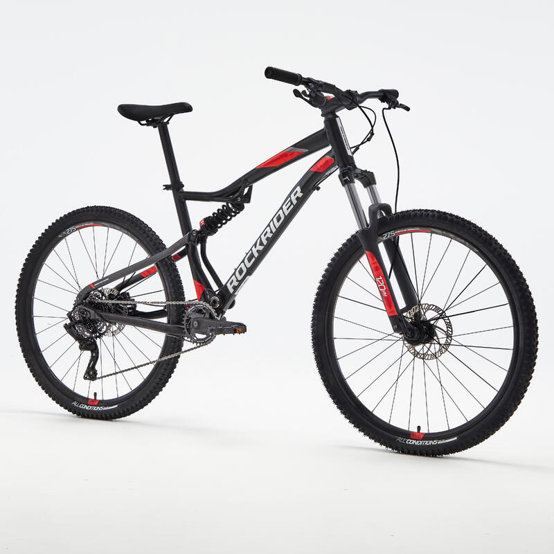 Bicicleta de montaña 27,5" doble suspensión Rockrider ST 530 S negro rojo