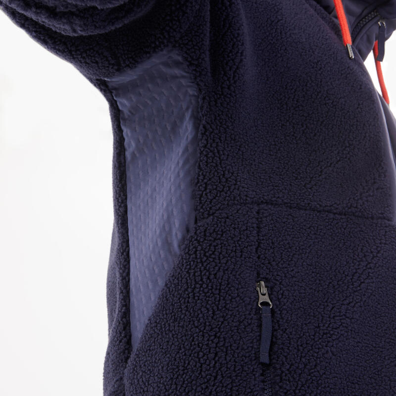 Veste polaire sherpa de randonnée chaude homme, SH900 bleu