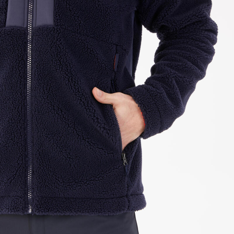 Veste polaire sherpa de randonnée chaude homme, SH900 bleu