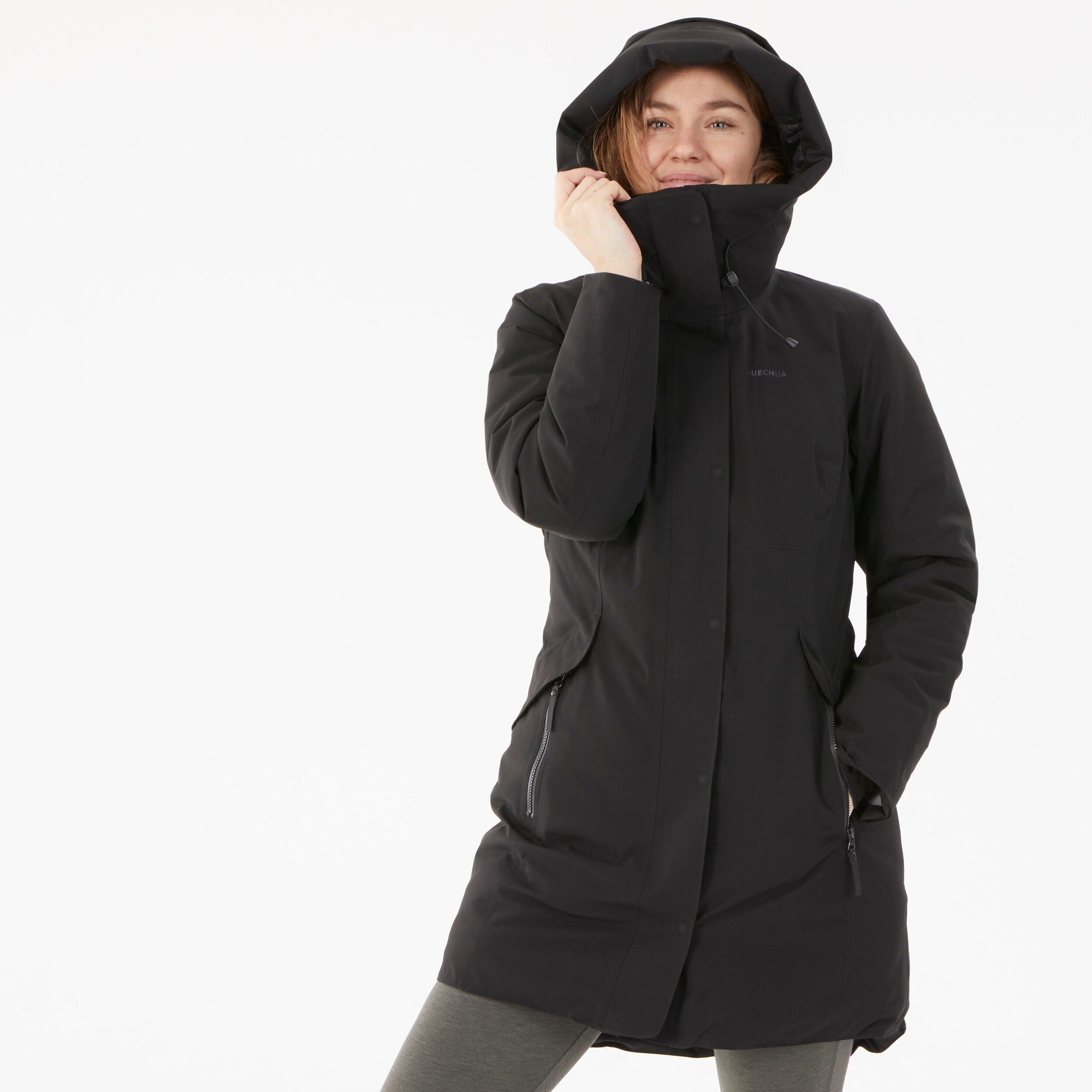 Women’s waterproof hiking parka -10°C NH500 - Black