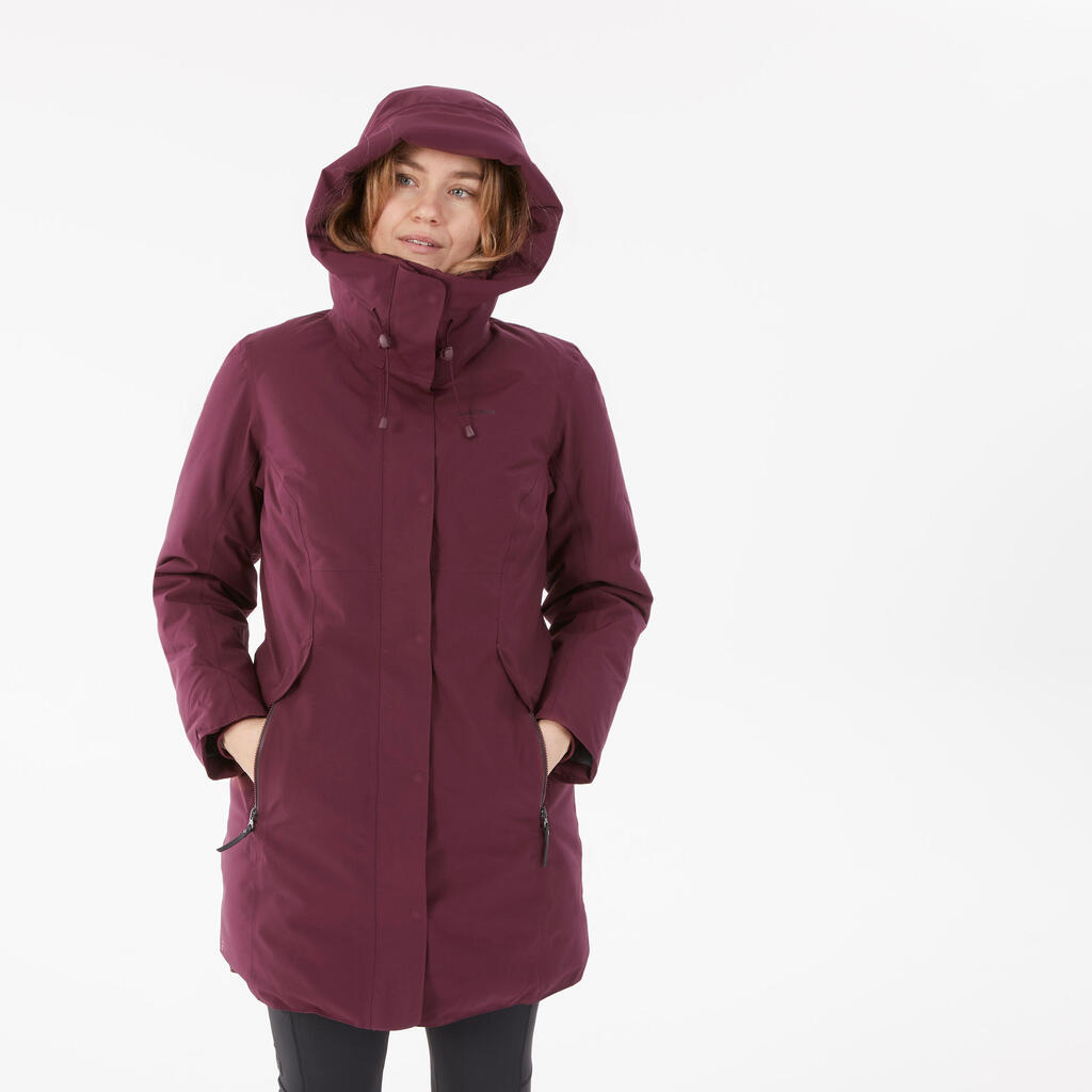 Ženska vodoodporna zimska pohodniška parka SH500 